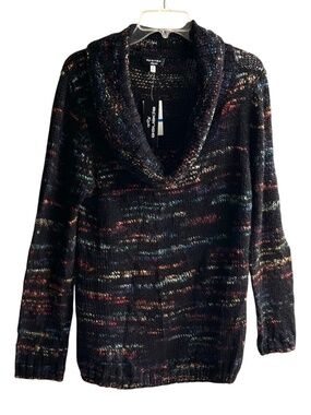 NWT SPENSE Knits Cowl Neck Black Color Fleck On/Off Shoulder Sweater XL